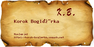 Korok Boglárka névjegykártya